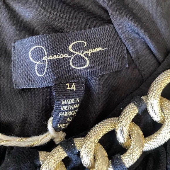 Jessica Simpson Black Shift Dress w/Gold Curb Chain Women’s Sz:14 NWT - Picture 8 of 13